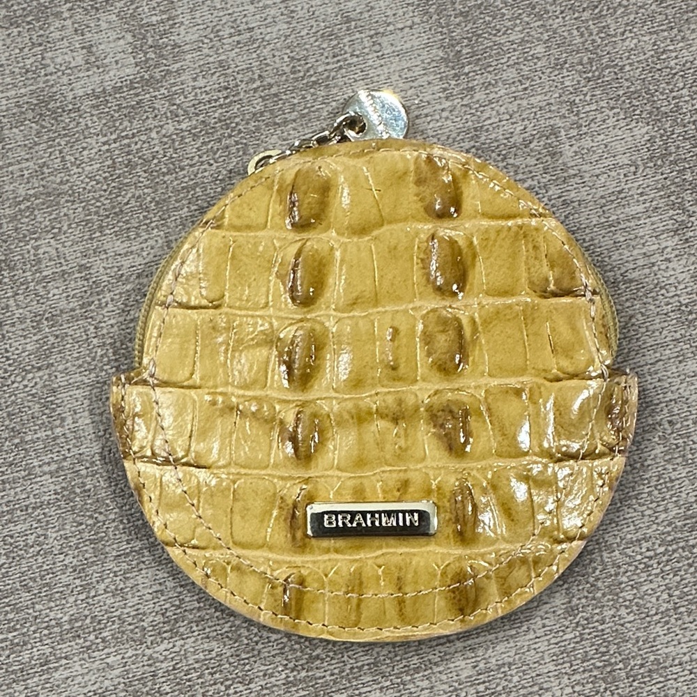 Brahmin Mustard Croc-Embossed Coin Pouch